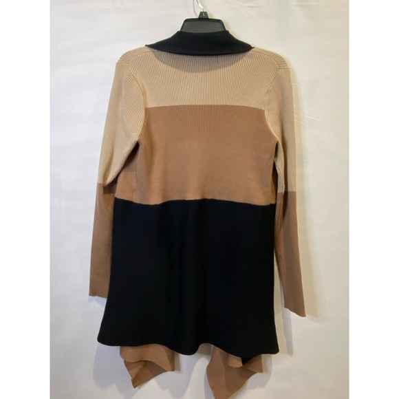 NWT Tahari Colorblock Open Front Cardigan Sweater Tan Black Beige Women's L - Picture 10 of 11